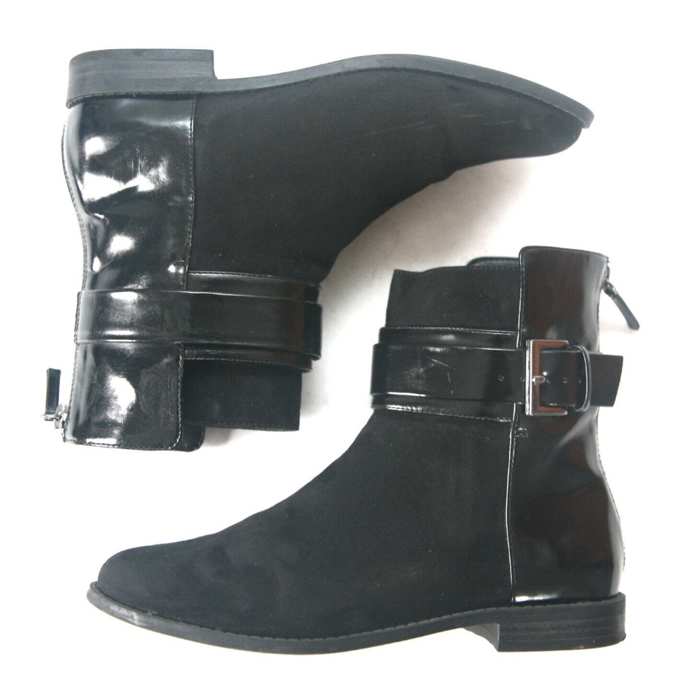 Sz 37- ZARA Black Suede and Patent Leather Boots